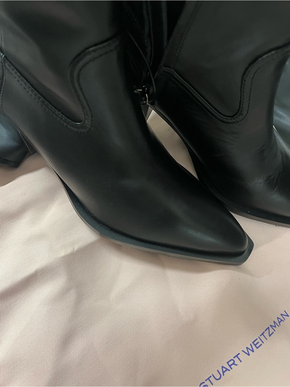 Stuart Weitzman Black Leather Mid-Heel Ankle Boots NWT Stuart Weitzman Vandyke W